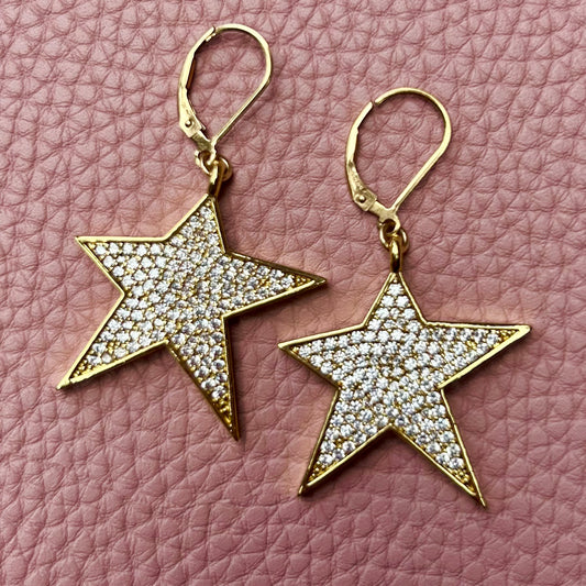 Ruby & Violet Large Pave Star Earrings