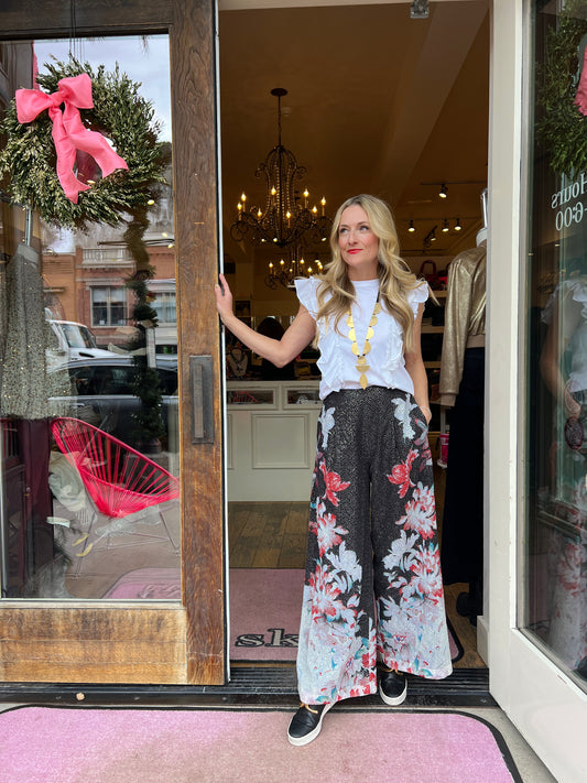 Ranna Gill Sequin Flower Pant